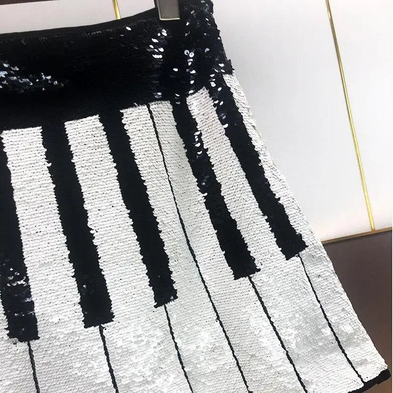 Sequin Piano Print Skirt (MEDIUM)