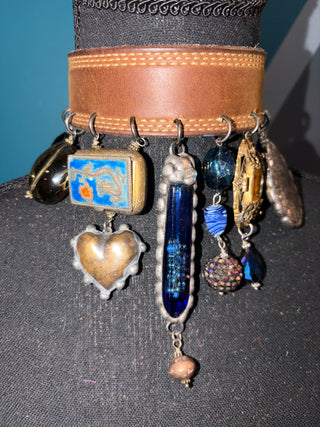 Sapphire Crystal Handmade Leather Choker