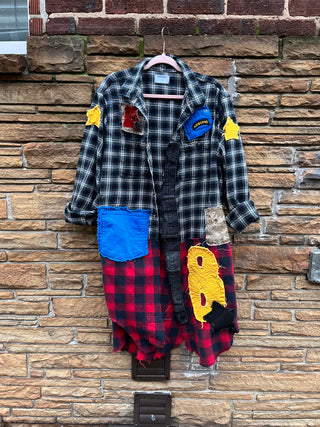 Custom Multi Plaid Figure 8 Patchwork Duster