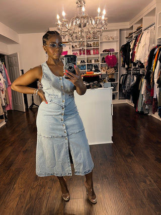 Blue Denim Midi Dress - The Vault by Sacha