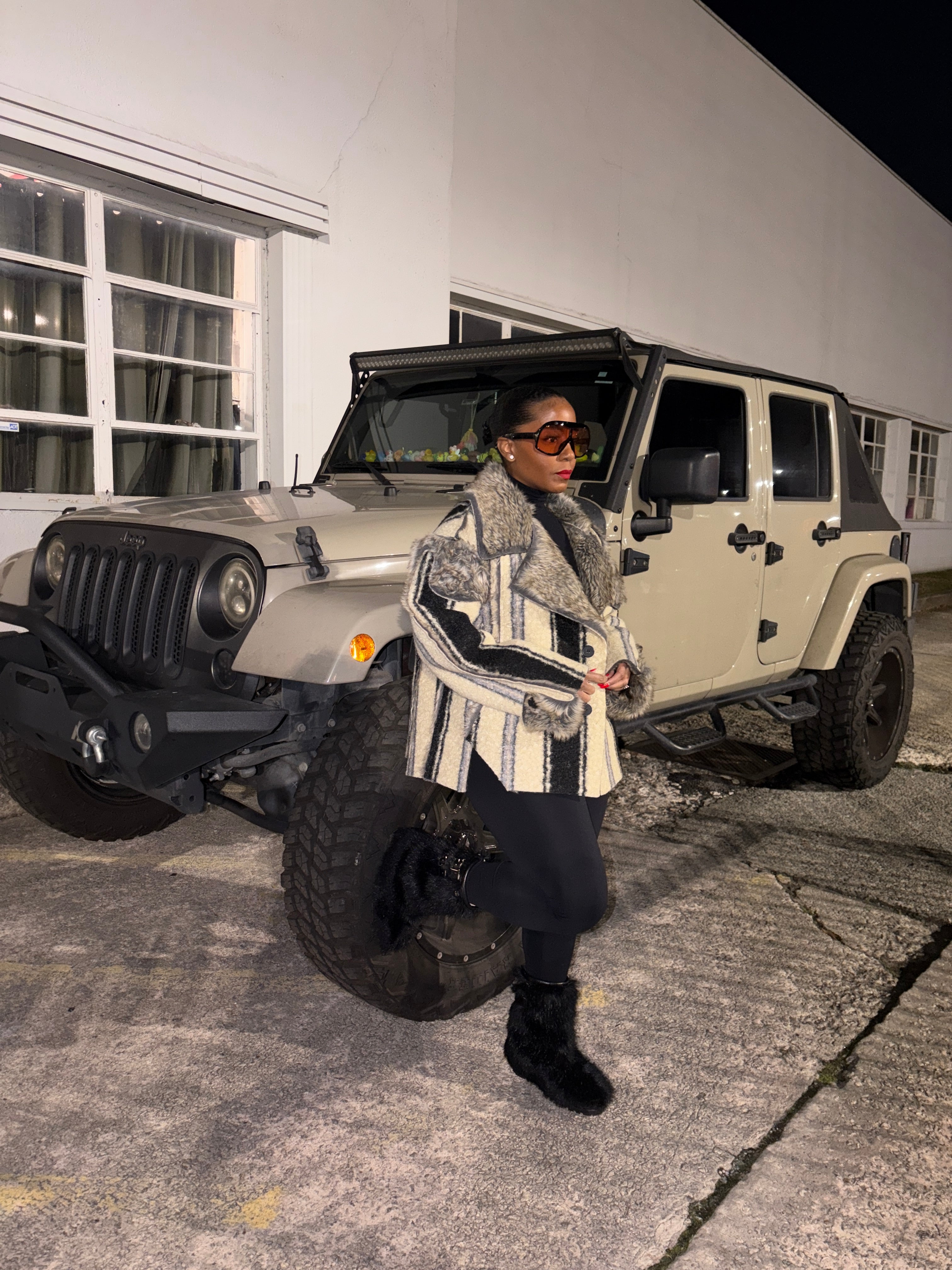 Reversible Shearling Tweed Coat - The Vault by Sacha