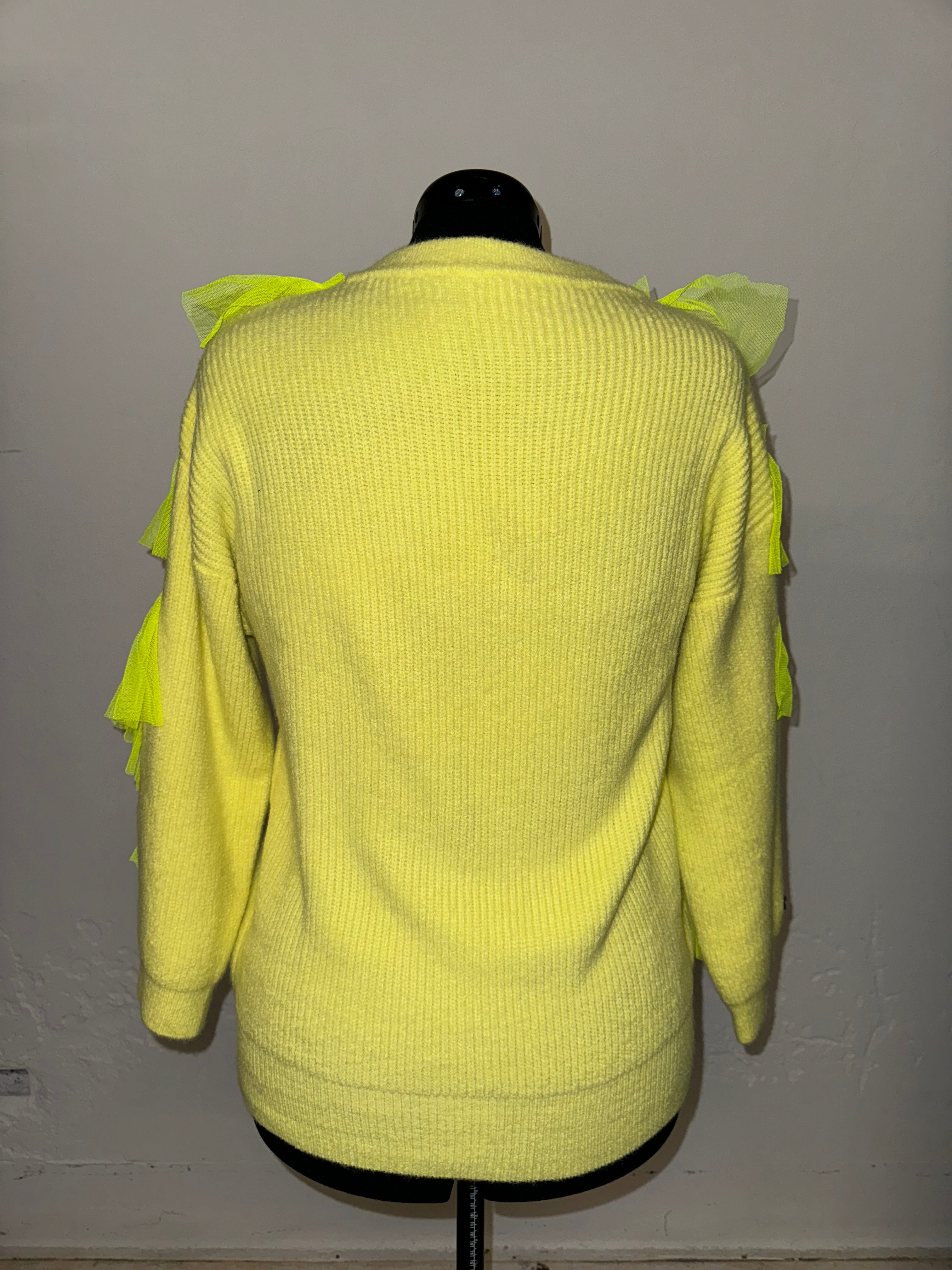 Neon Yellow Tulle Sweater (SMALL- MEDIUM)
