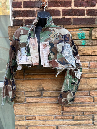 Custom Camo Crop Patchwork Jacket - The Vault by Sacha