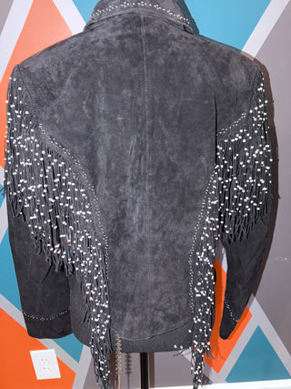 Beaded Fringe Suede Jacket