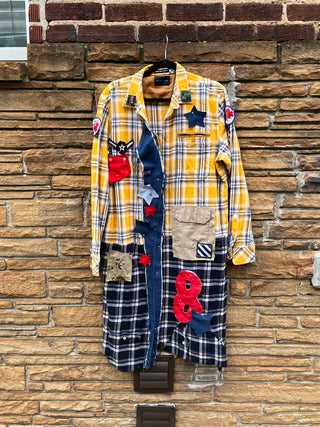 Custom Multi Yellow & Blue Plaid Duster