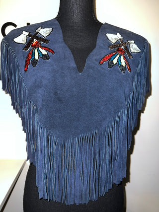 Sequin Chief Suede Fringe Poncho