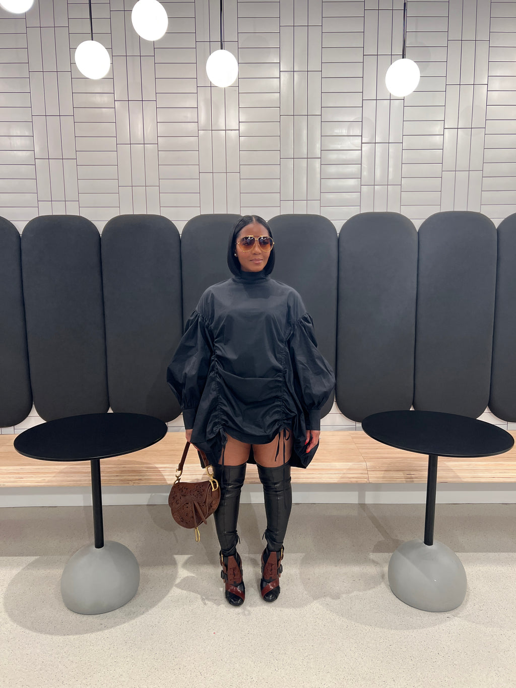 Ruched Shirt/Dress Black - The Vault by Sacha