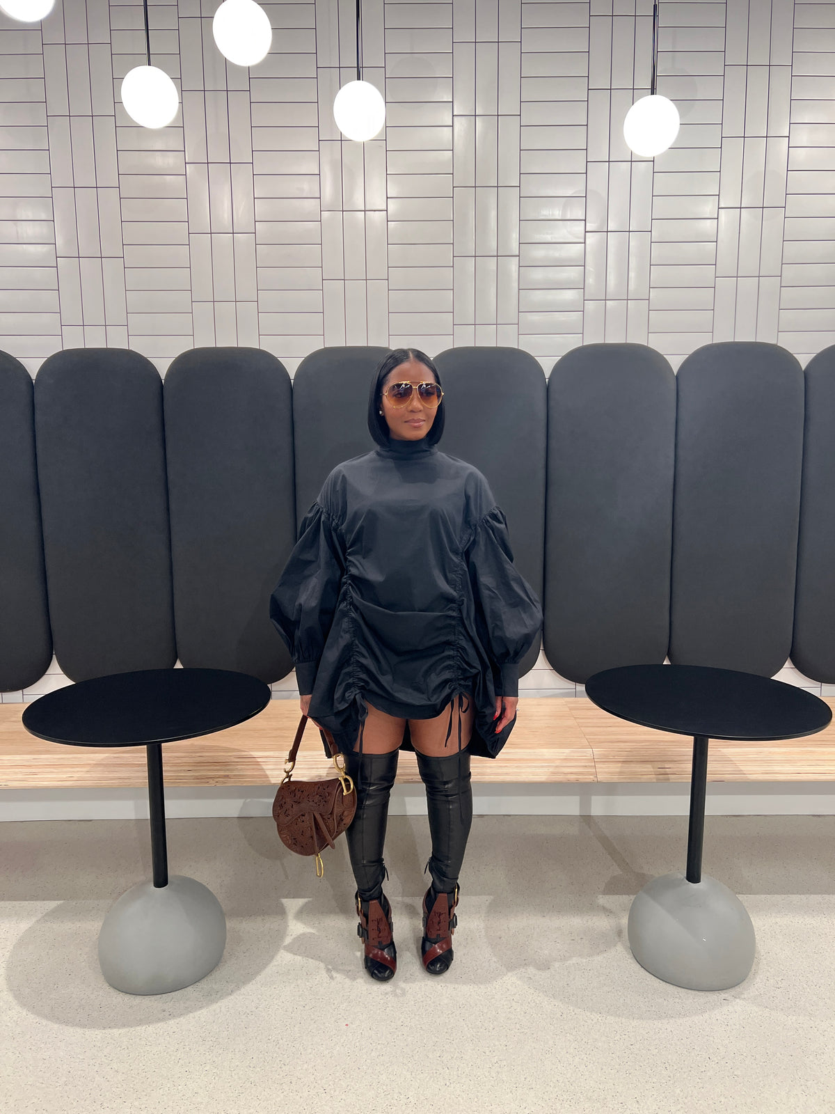 Ruched Shirt/Dress Black - The Vault by Sacha