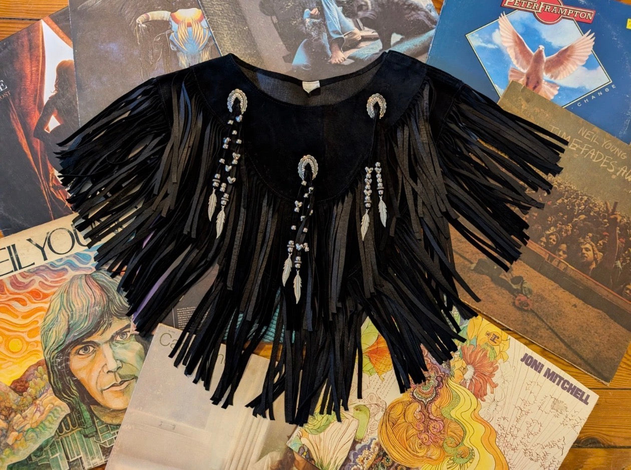 Suede Beaded Poncho