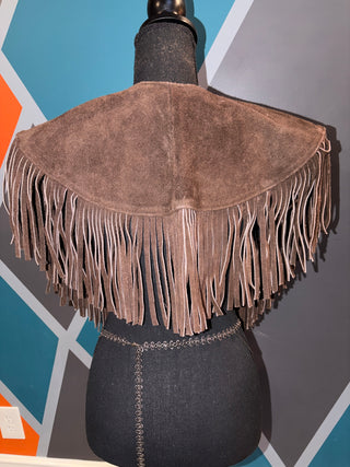 Brown Suede Fringe Poncho