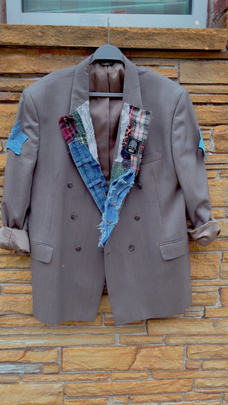 Custom Gray Patchwork Blazer