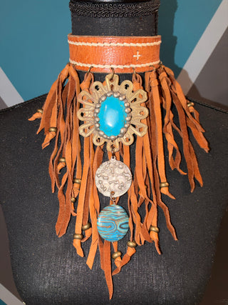 Turquoise Fringe Choker