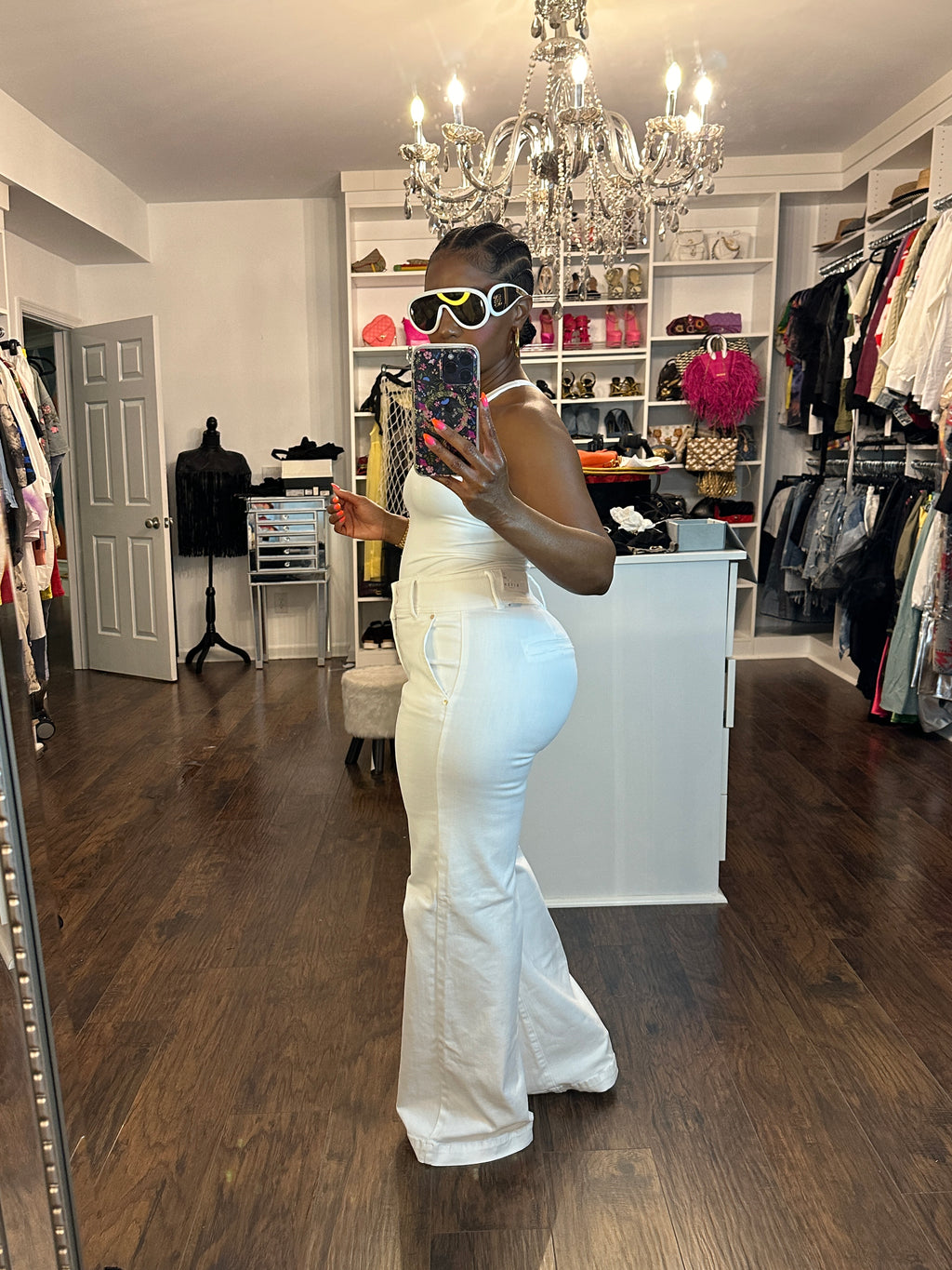 Golden buttons Wide Leg Trouser Jeans - The Vault by Sacha