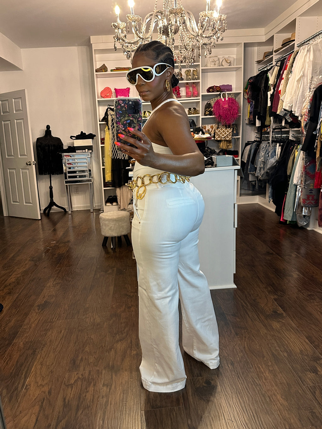 Golden buttons Wide Leg Trouser Jeans - The Vault by Sacha