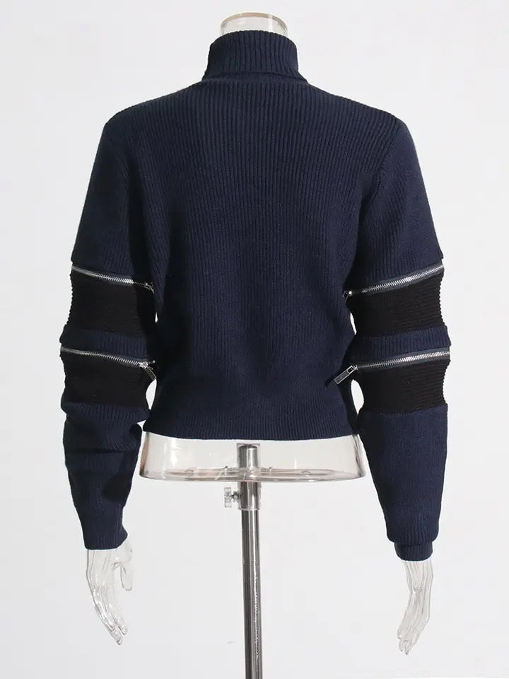 Zipper Sweater Skirt set