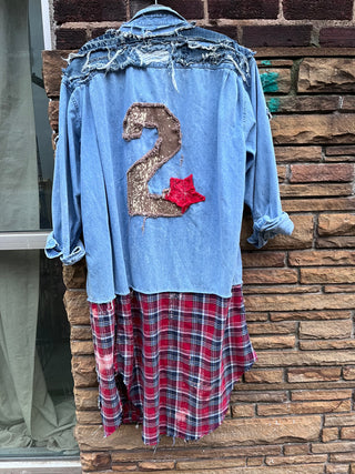 Custom Half Denim/Plaid Patchwork Duster - The Vault by Sacha