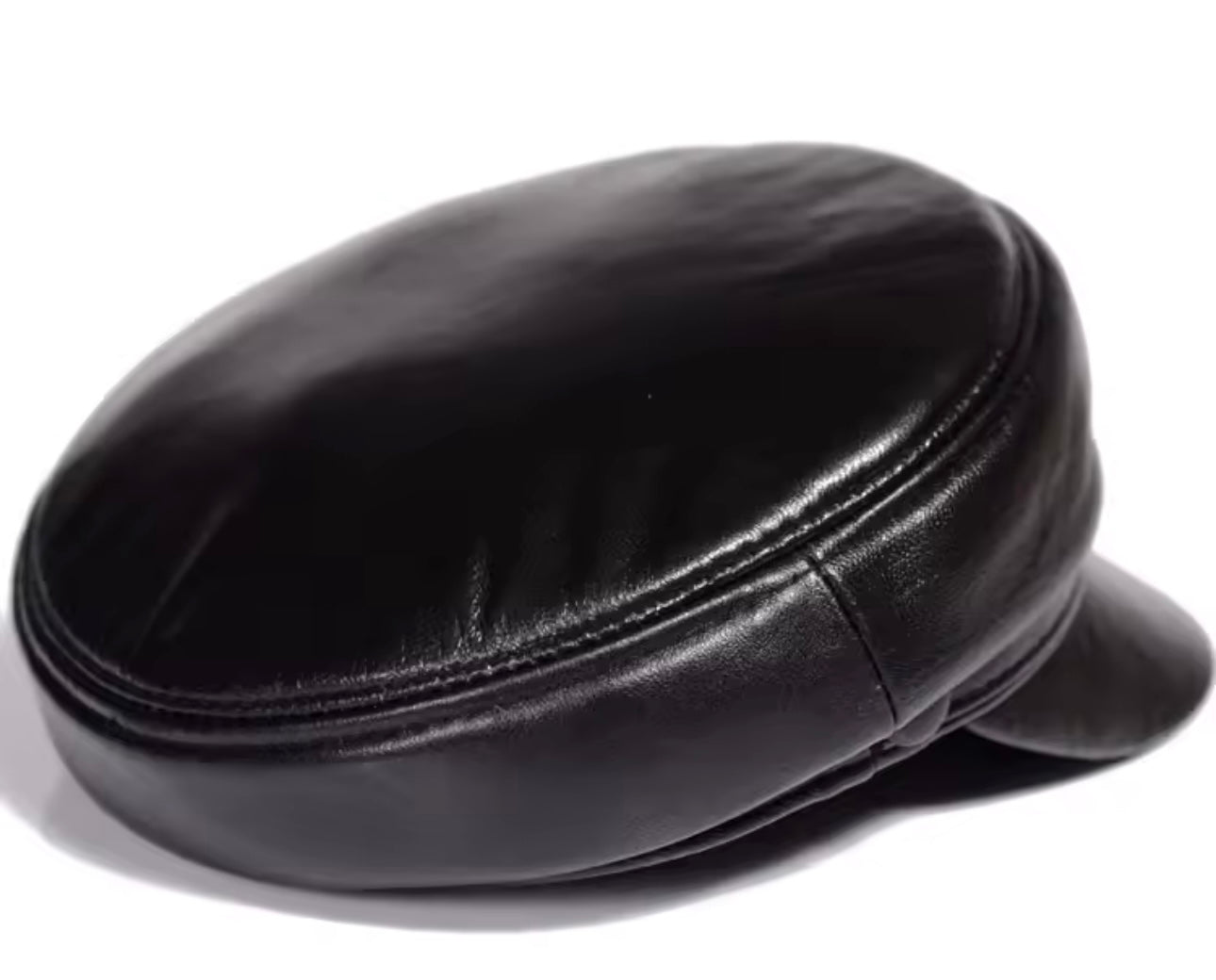 Genuine Leather Midnight News Boy Cap Hat - The Vault by Sacha