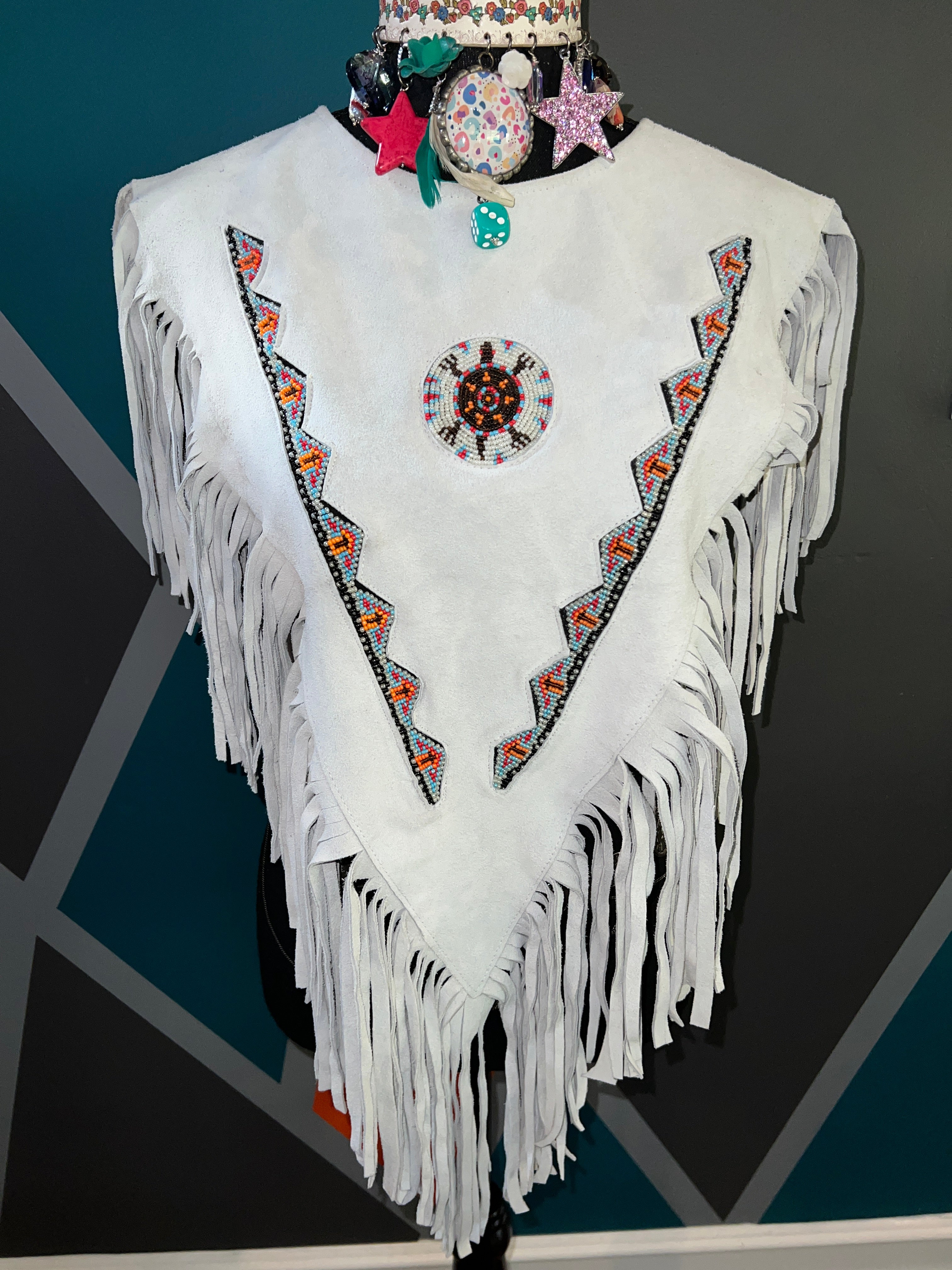 Suede beaded Poncho -Preorder - The Vault by Sacha