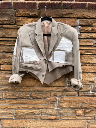 Custom Abstract Tan Patchwork Blazer