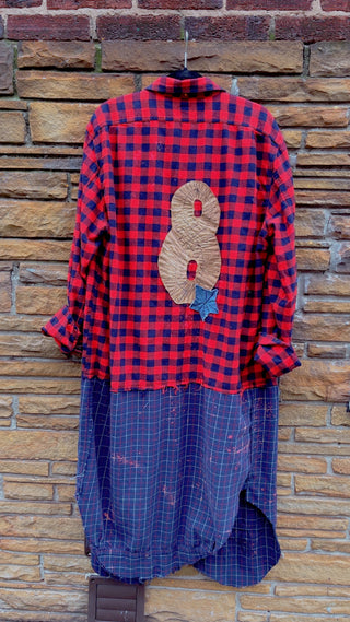 Custom Multi Plaid Red+ Blue Patchwork Duster