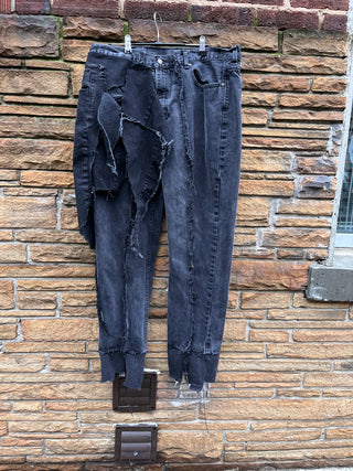 Custom Acid Gray Washed Frayed Jeans