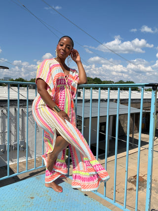 Flirty Fluorescent Striped Maxi Dress