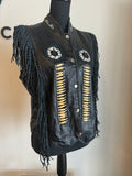 Twist Beaded Neck Leather Vest - The Vault by Sacha