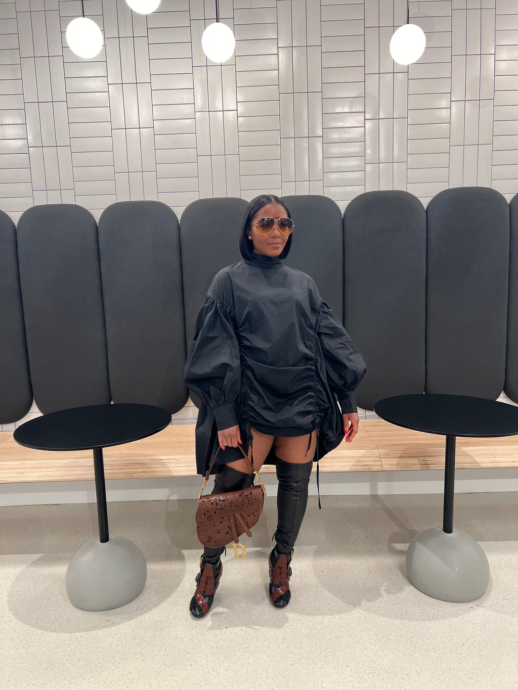 Ruched Shirt/Dress Black - The Vault by Sacha