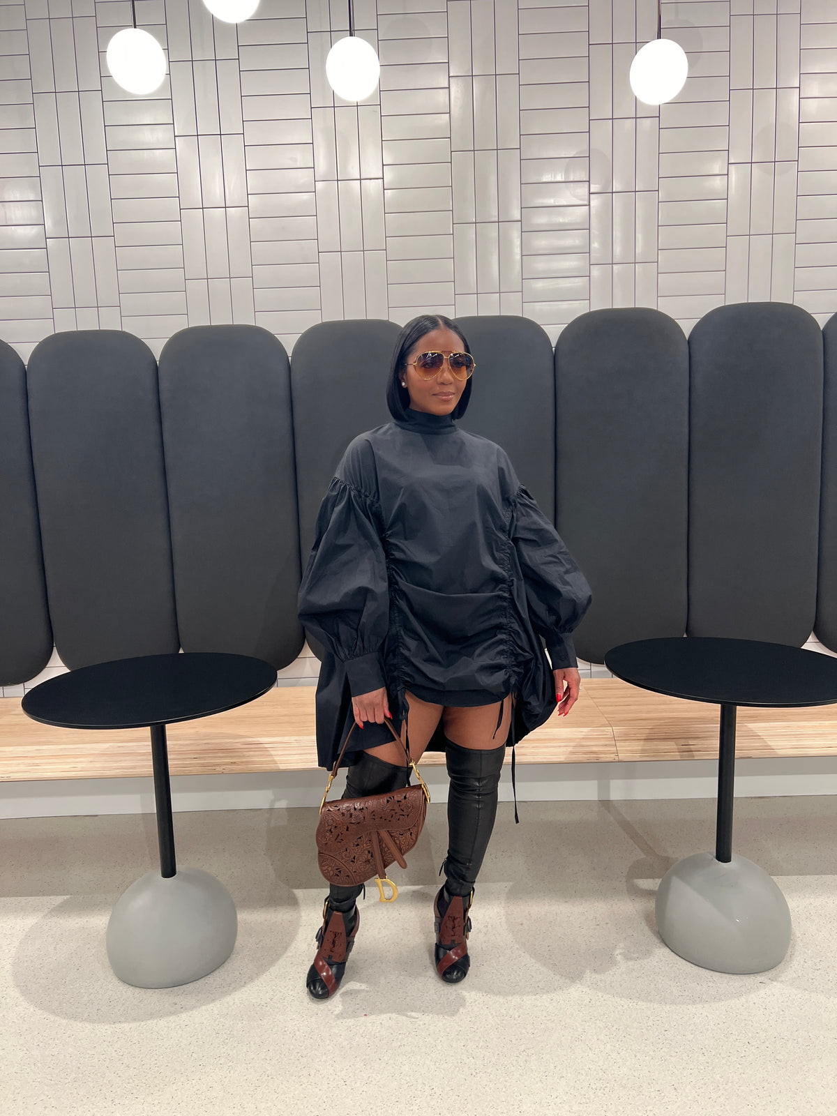 Ruched Shirt/Dress Black - The Vault by Sacha