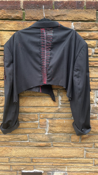 Custom Saggio Red Stitch Crop Blazer