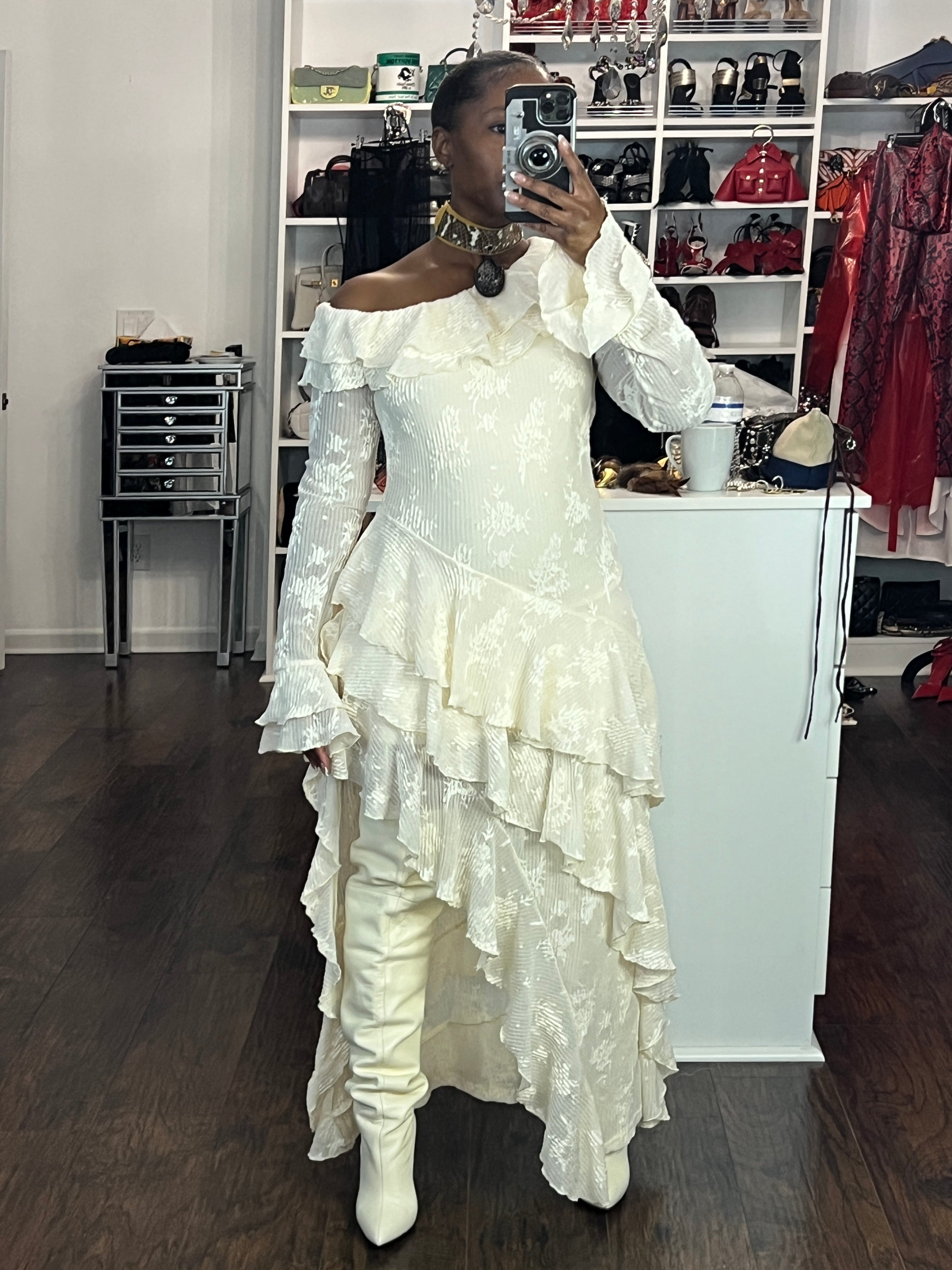 Glacier Ruffle Lace Dress - The Vault by Sacha