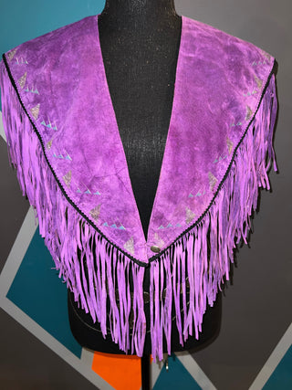 Violet Suede Fringe Poncho