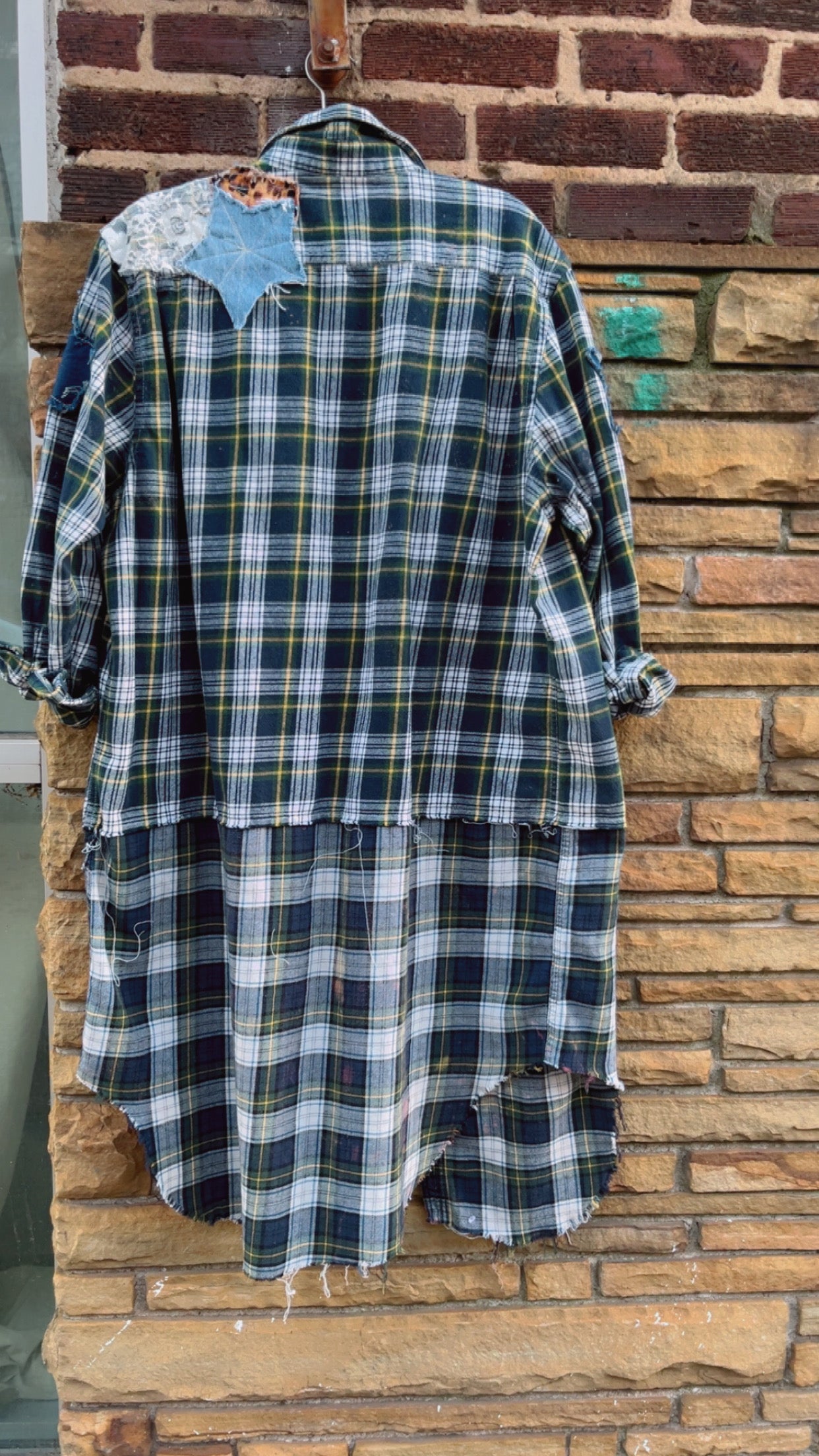 Custom Plaid Lace Shoulder Patchwork Duster - The Vault by Sacha