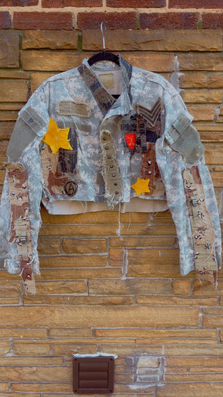 Custom Digital Camo Yellow Stars Patchwork Jacket