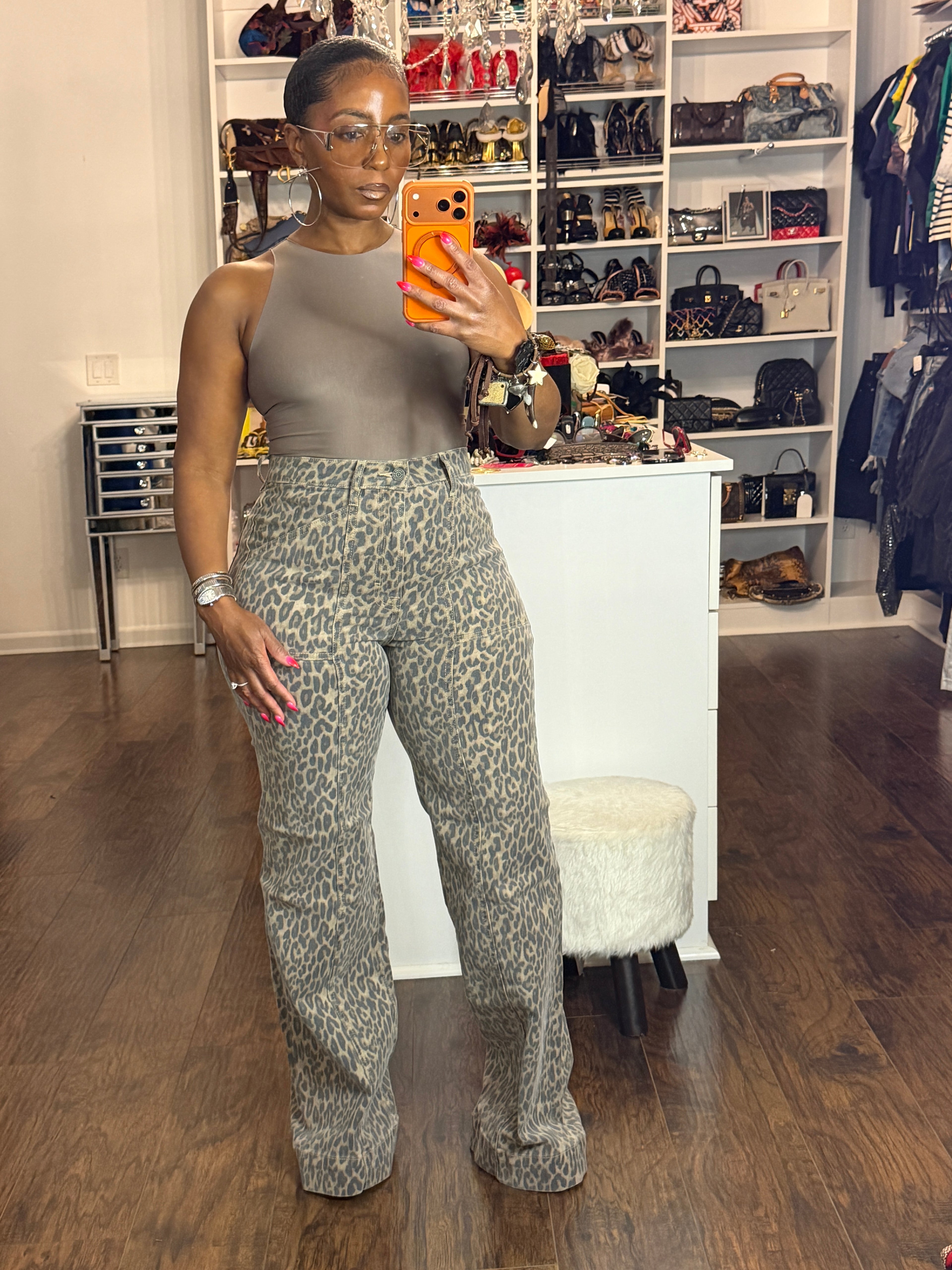 Chic Leopard Denim Two Piece Set | JEANS ONLY