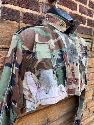 Custom Camo Crop Patchwork Jacket - The Vault by Sacha