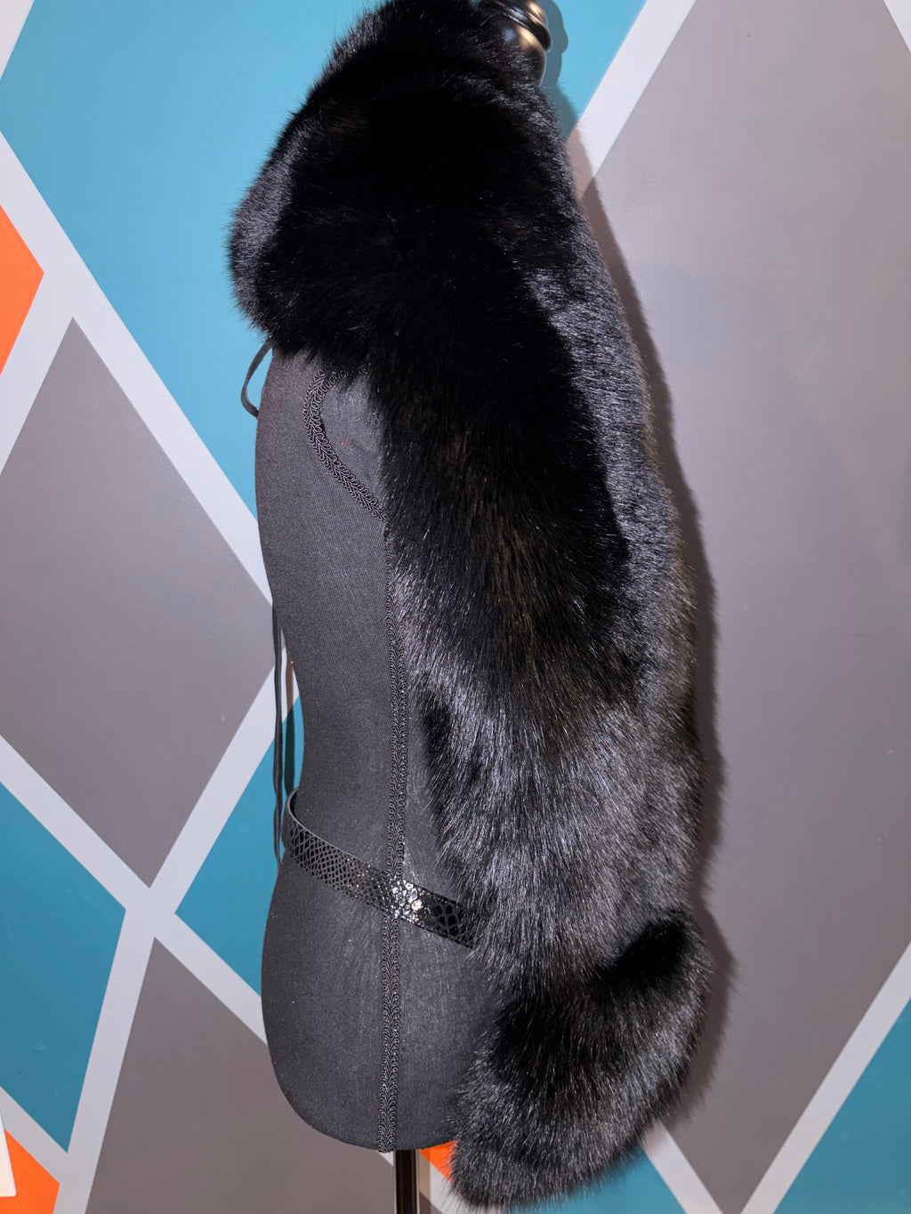 Onyx Fox Fur Scarf w/pockets - The Vault by Sacha