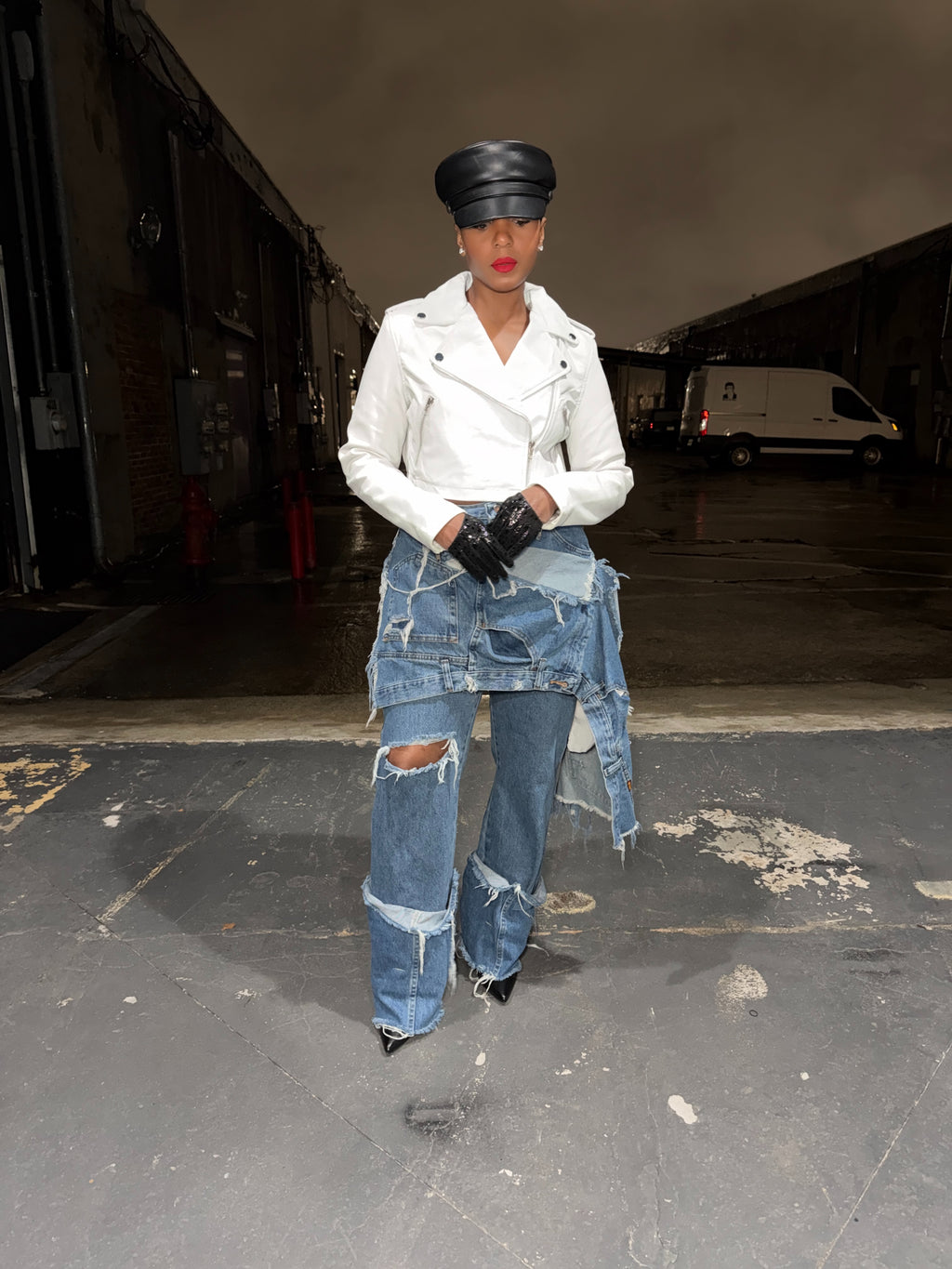 Blue Upside down Slanted Custom jeans - The Vault by Sacha