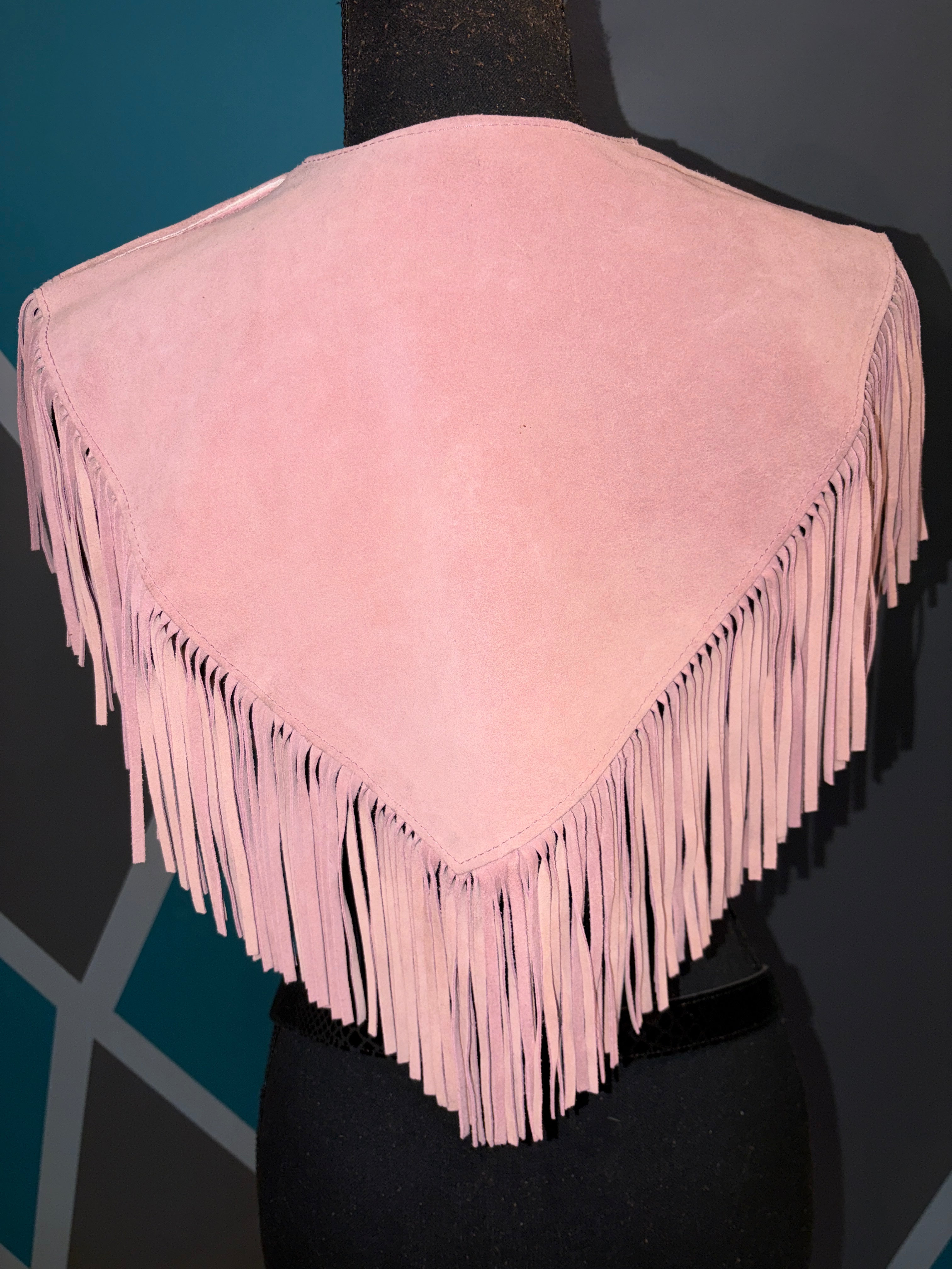 Crochet Diamonds Pink Suede Fringe Poncho - The Vault by Sacha