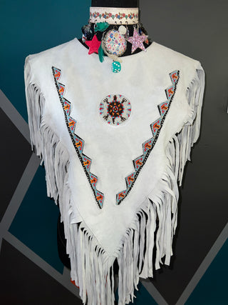 Suede beaded Poncho -Preorder
