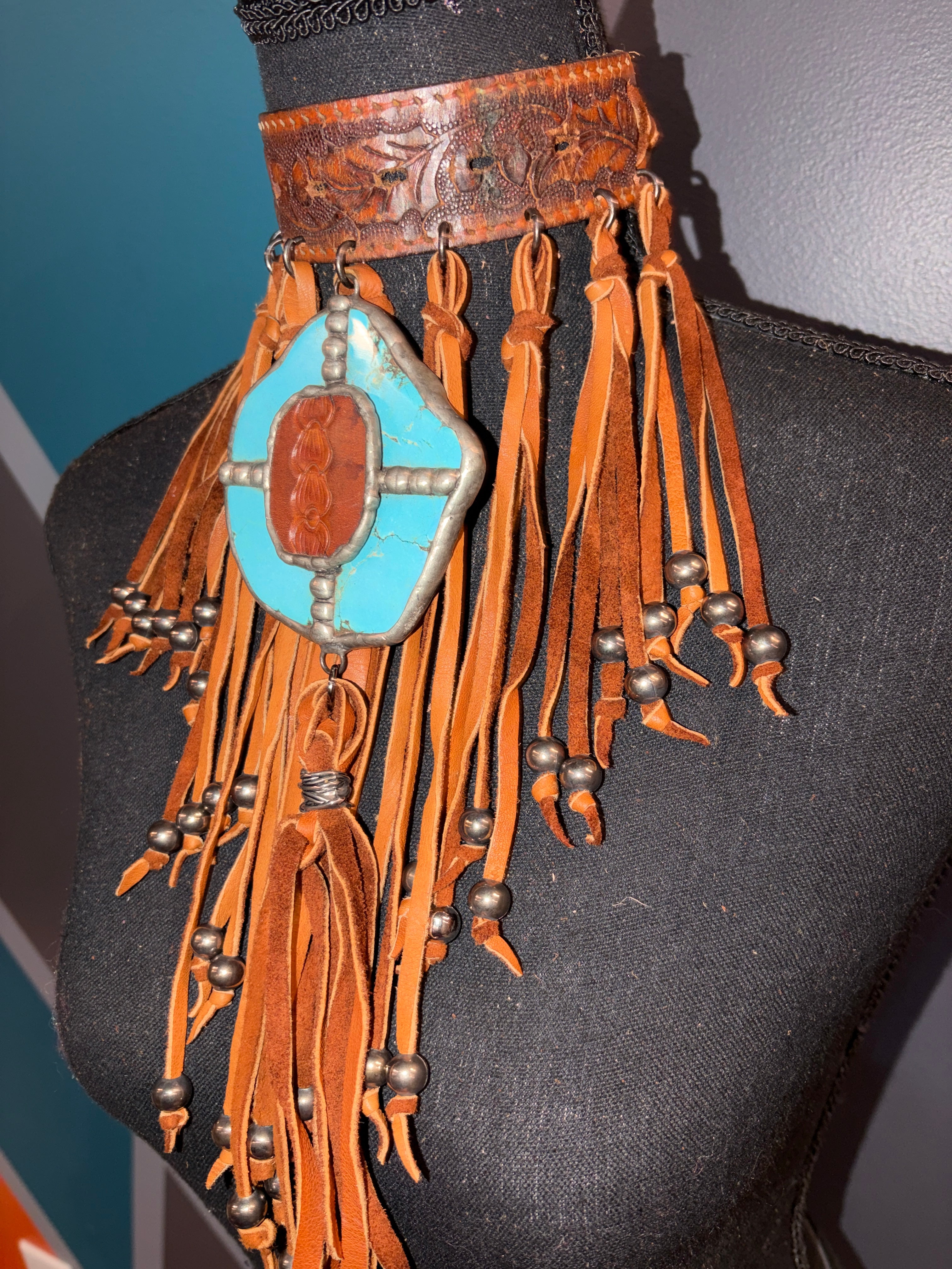 Majestic Tribe Double Fringe Handmade Leather Choker - The Vault by Sacha