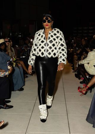 Criss Cross Mink + Leather Jacket