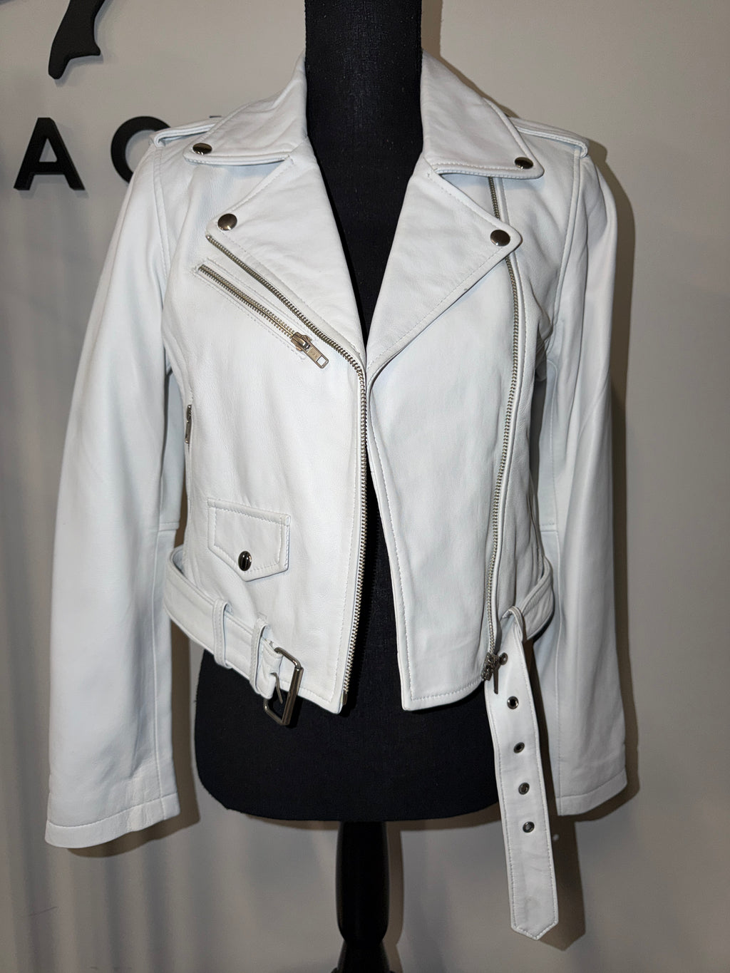 White Leather Classic Biker motorcycle jacket - The Vault by Sacha