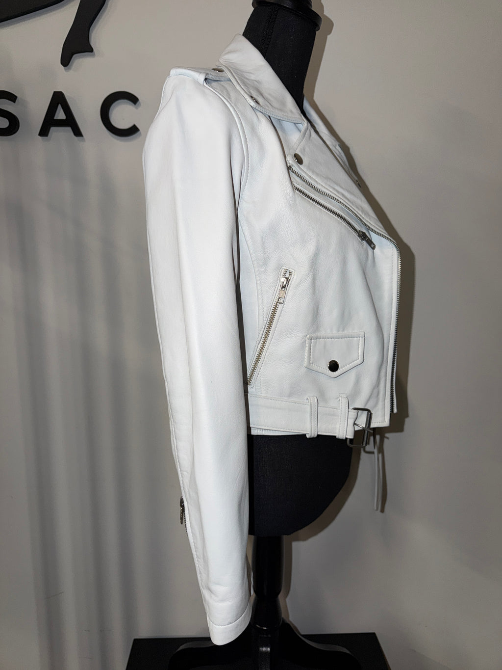White Leather Classic Biker motorcycle jacket - The Vault by Sacha