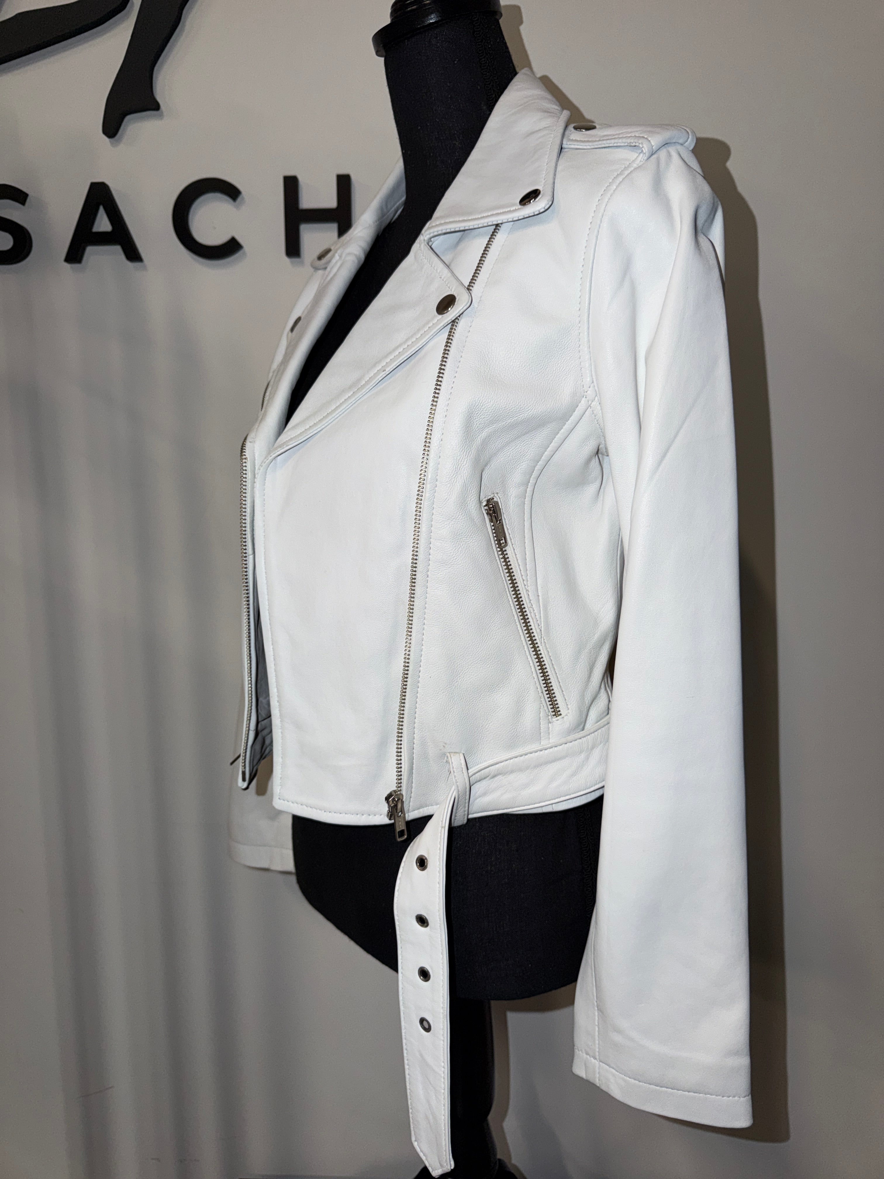 White Leather Classic Biker motorcycle jacket - The Vault by Sacha
