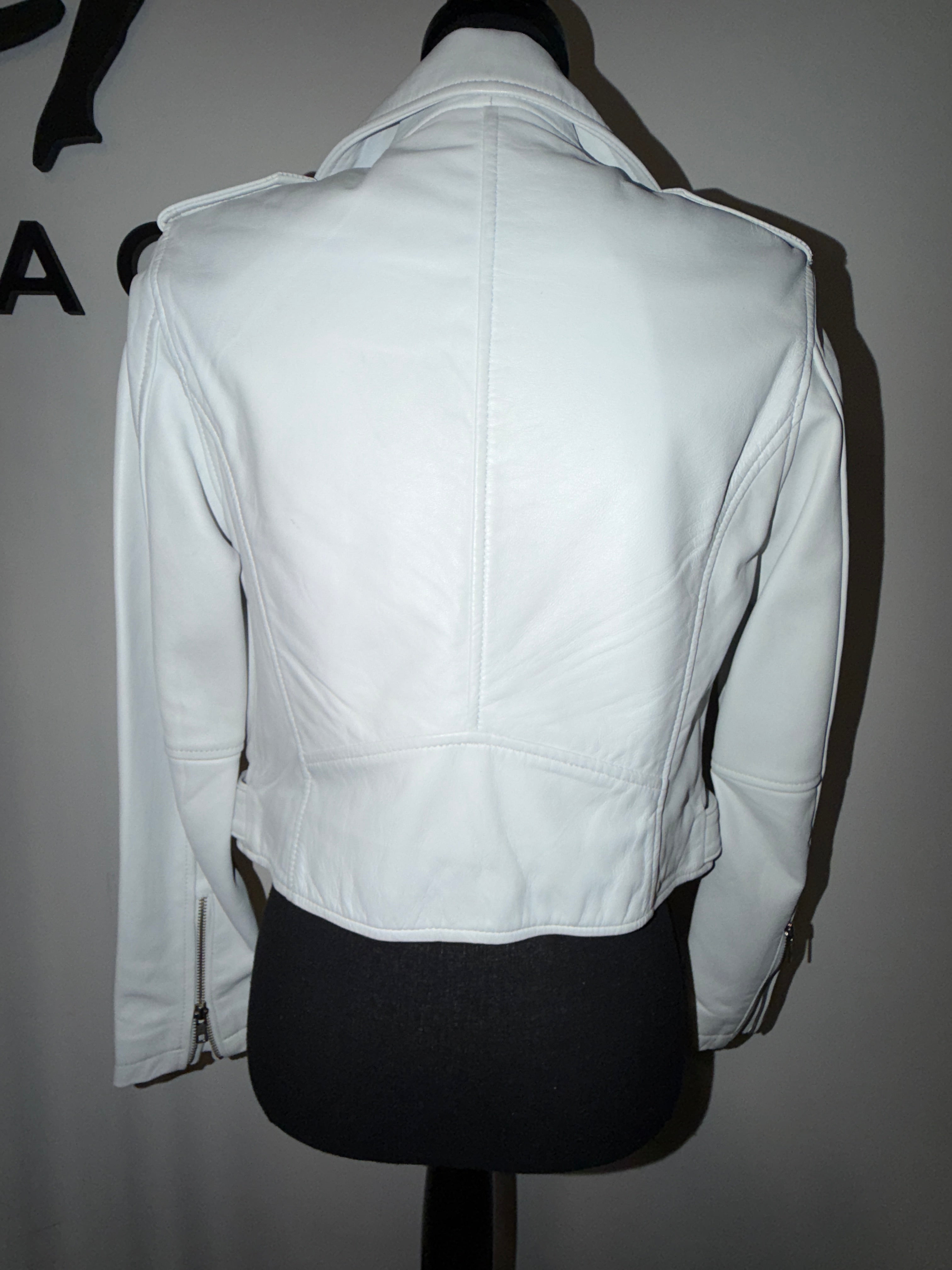 White Leather Classic Biker motorcycle jacket - The Vault by Sacha