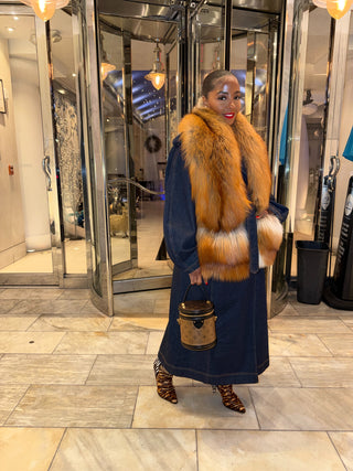 Red Fox Fur Scarf w/pockets