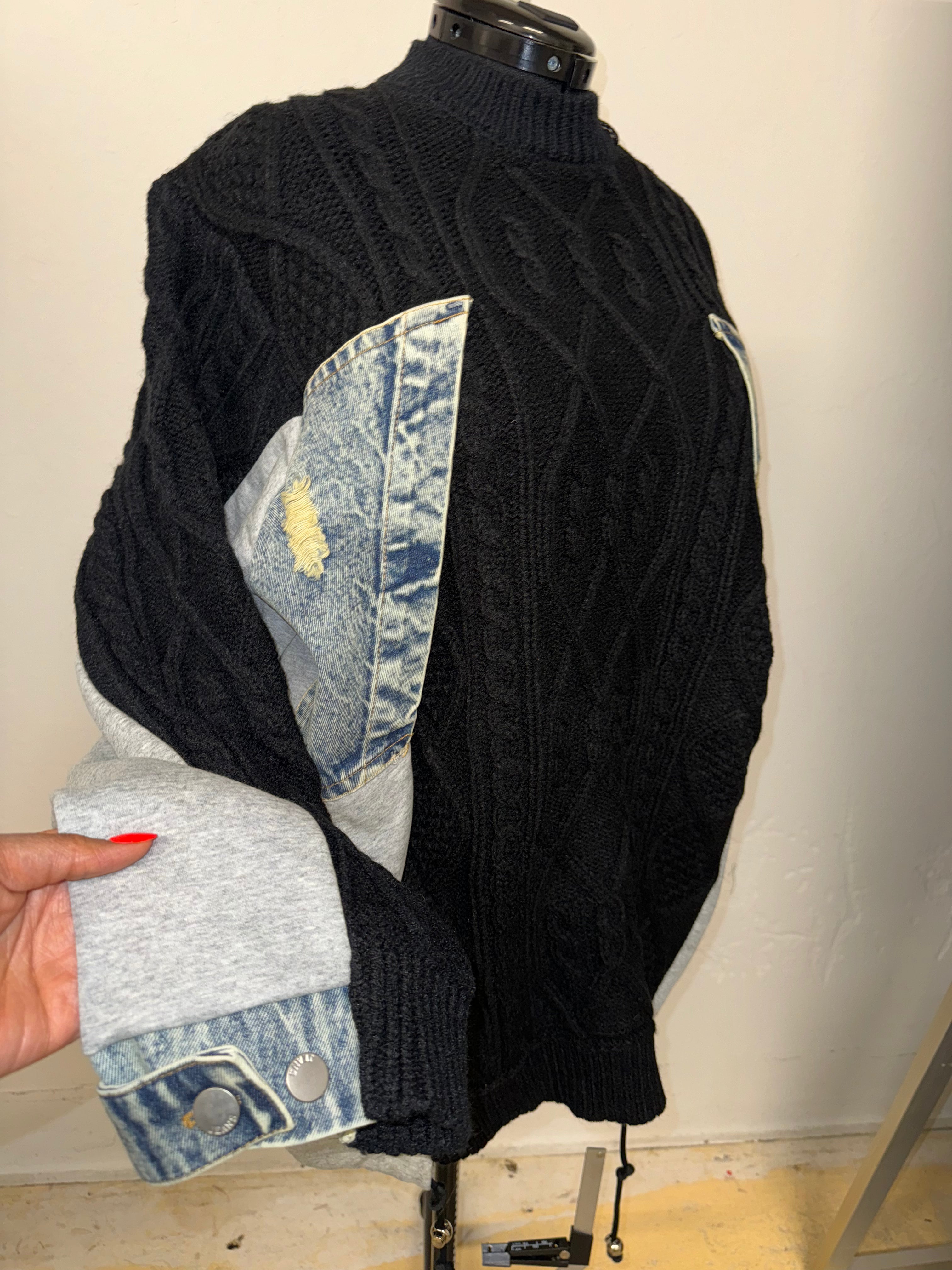 Mixed Media Sweater w. Denim - The Vault by Sacha