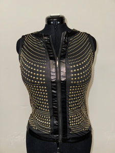 Studded Faux Leather Top