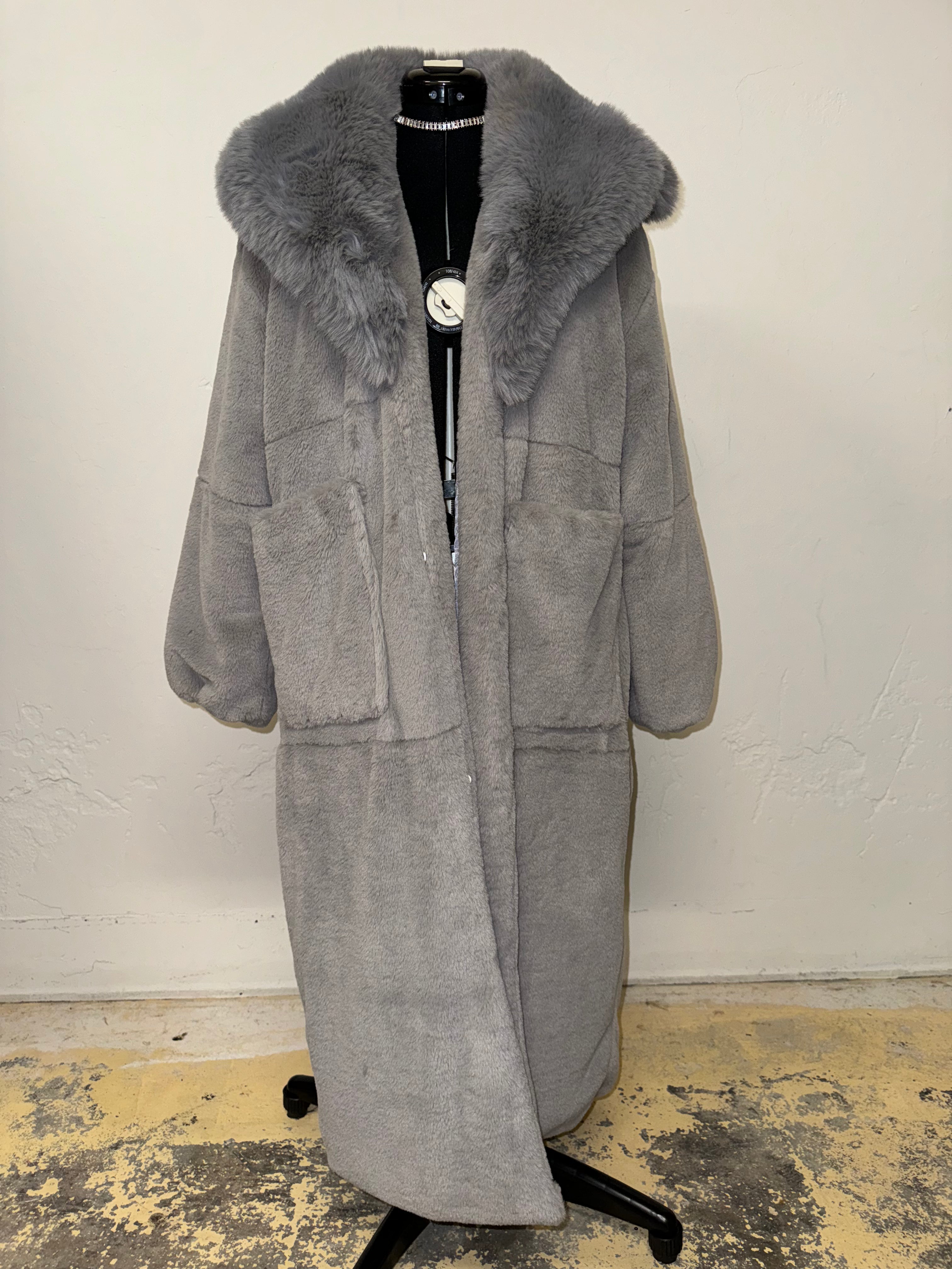 Grey Fur Trench | FINAL SALE